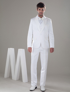 White Popular Worsted Bow Groom Wedding Suit