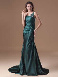 Amazing Dark Green Sequin One-Shoulder Women's Evening Dress