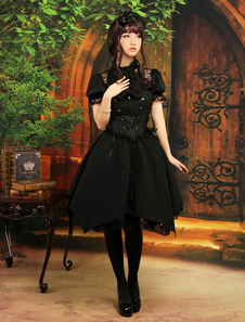 Gothic Black Satin Jacquard Cute Lolita Outfits 