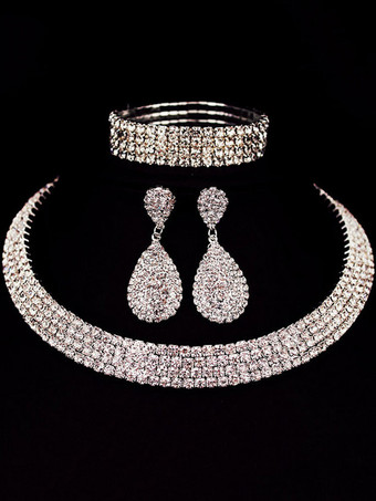 Bijoux ensemble de mariage Boucle d'oreille argent métallique design de gouttes bijoux de cérémonie