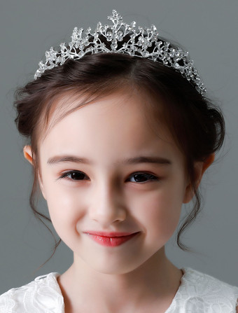 Tiara de plata para niña de flores Corona Niñas Accesorios para el cabello Cabritos de boda para niños