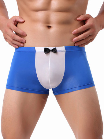 Men Sexy Lingerie Two Tone Bow Nylon Boxer Shorts