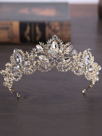 Royal Wedding Tiara Crown Gold Headpieces Princess Rhinestones Vintage nupcial accesorios para el cabello