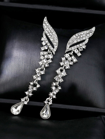 Wedding Earrings Rhinestones Pierced Bridal Jewelry