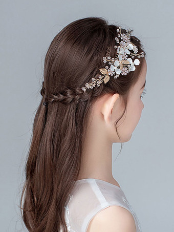 Accessoires de Cheveux Fille de Coiffure Fille de Fleur Perles Blond