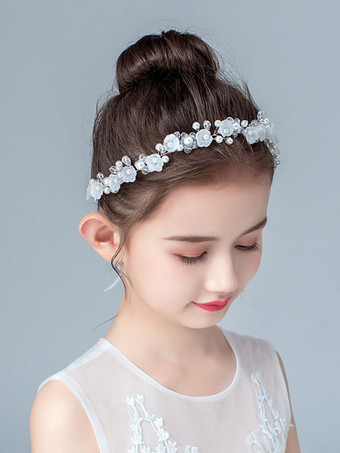 Blumenmädchen Kopfschmuck Silber Perlen Zubehör Perle Kinder Haarschmuck