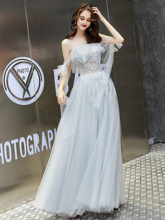 Prom Dress 2023 Princess Silhouette Jewel Neck Lace Half Sleeves Ruffles Wedding Guest Dresses