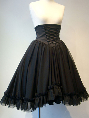 Faldas de lolita con cordones negras Gothic Lolita SK