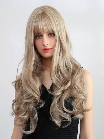 Synthetic Wigs Light Brown Full Volume Curls Rayon Casual Long Wig