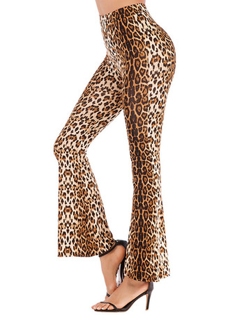 Pantalon taille haute Pantalon évasé imprimé léopard