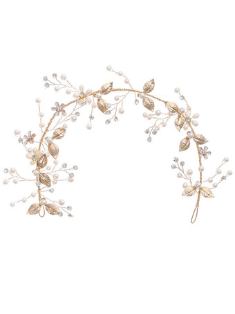 Handmade Wedding Headpieces Pearl Leaves Headwear Metal Bridal Hair Accessories
