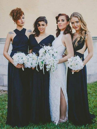 Bridesmaid Dresses Burgundy Lycra Spandex Sleeveless Sheath Floor-Length Wedding Party Dress Free Customization
