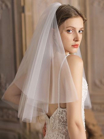 Wedding Veil Two-Tier Tiered Tulle Drop Bridal Veil