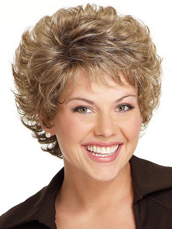 Synthetic Wigs Deep Apricot Curly Heat-resistant Fiber Tousled Short Women's Short Wig For Women