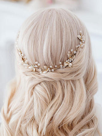 Wedding Headpiece Accessory Metal Pearl Light Blond Hair Accessories For Bride
