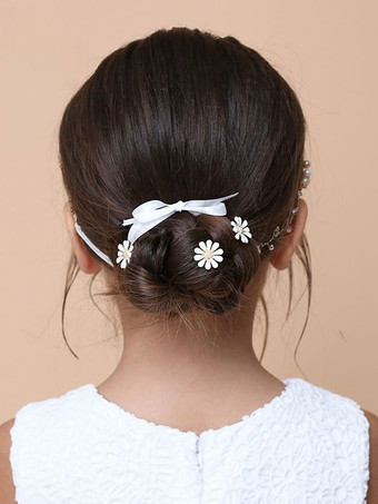 Blumenmädchen Kopfschmuck Blonde Blumen Kopfbedeckungen Metall Haarschmuck für Kinder