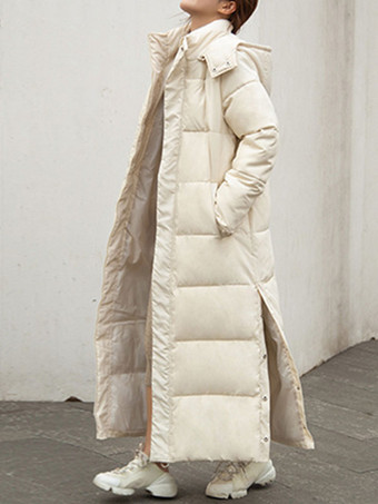 Puffer Coats Ecru White Winter Long Outerwear For Women