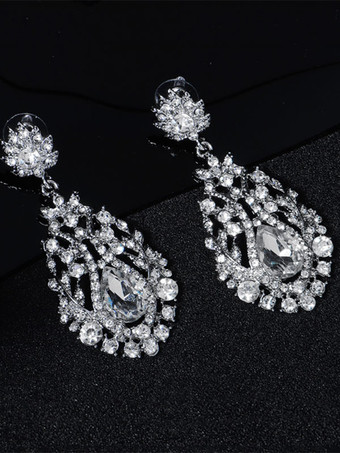 Bridal Earrings Diamond For Women Pierced Drops Design Sliver Bridal Jewelry