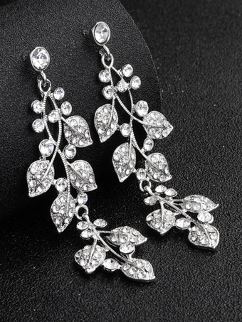 Pendientes de novia para mujer Joyas nupciales de plata con diamantes de imitación perforados