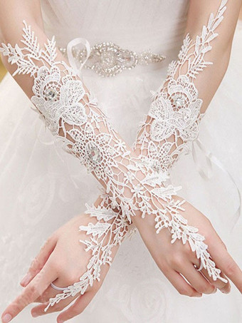 White Wedding Gloves Long Crochet Bridal Gloves