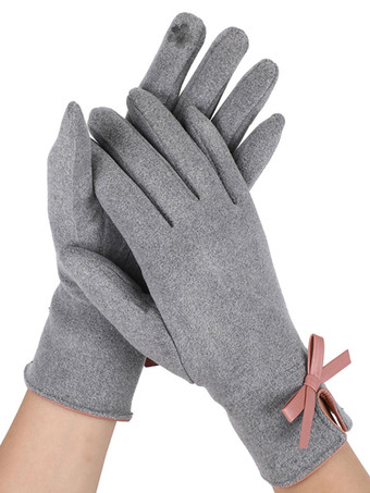 Handschuhe für Damen Bows Polyester Hellgraue Handschuhe
