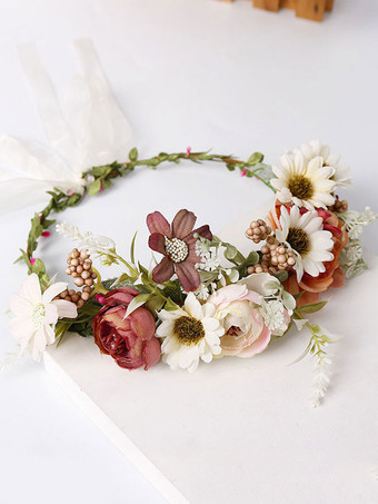 Tocados de flores blancas para la boda Accesorios para el cabello de novia de poliéster