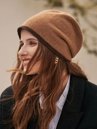 Women Caps Hats Fabulous Two Tone Wool Coffee Brown Hats