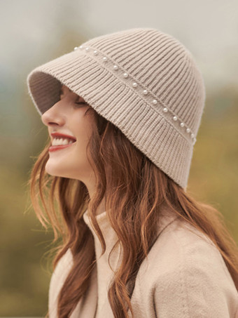 Hüte für Frauen Süßer Acrylfaser Khaki Bucket Hat