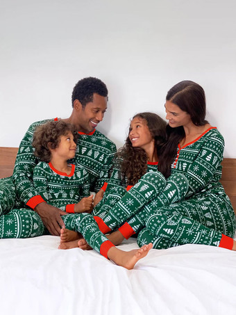 Familien-Weihnachtspyjama für Erwachsene Polyester-Weihnachtsmuster-Hosen-Oberteil 2-teiliges Set