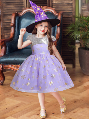 Lavender Flower Girl Dresses Jewel Neck Cotton Blend Sleeveless Princess Silhouette Sequins Knee Length Kids Birthday Party Dresses