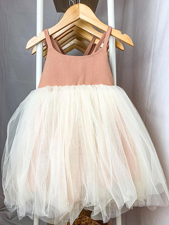 Pink Flower Girl Dresses Jewel Neck Sleeveless Floor-Length A-Line Formal Kids Pageant Dresses