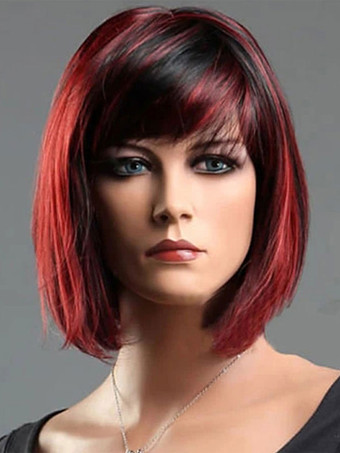 Medium Synthetic Wigs For Women Light Brown Straight Heat Resistant Fiber Wig For Women