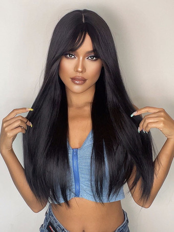 Long Wig For Woman Black Straight Heat-resistant Fiber Chic Long Synthetic Wigs