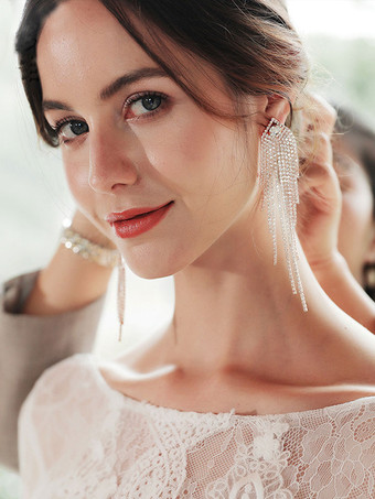 Bridal Earrings Diamond Girl's Rhinestone Pierced Wedding Jewelry