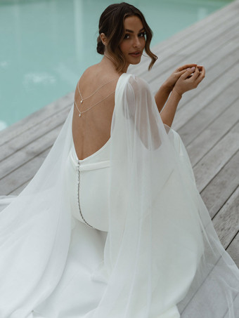 Simple Wedding Dress Mermaid Jewel Neck Sleeveless Bridal Gowns Free Customization
