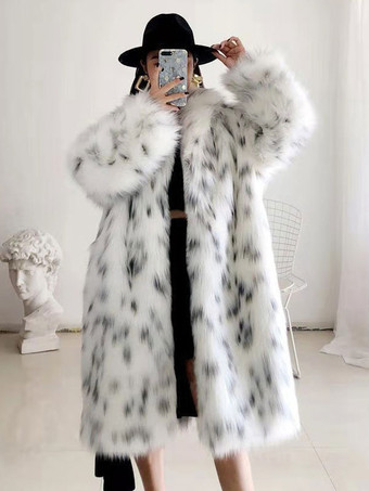 Faux Fur Coat Two Tone 2023 Winter Long Outerwear For Women