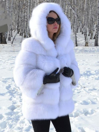Faux Fur Coat Hooded Warm Winter 2023 Short Plush Outerwear For Women