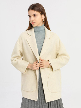 Short Cocoon Coat Wool Blend Winter Outerwear For Women 2023