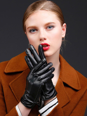 Ladies Warm Heated Winter Leather Waterproof Short Gloves For Women