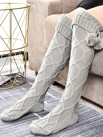 Calcetines grises de alta calidad de punto esponjoso para invierno
