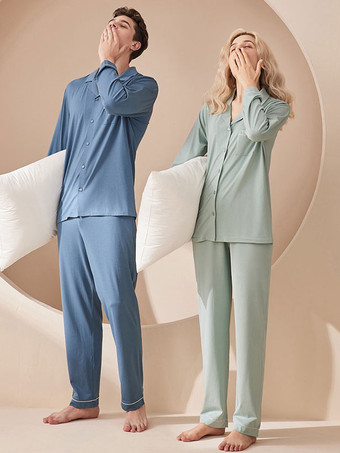 Home Wear 2-Piece Turndown Collar Long Sleeves Cotton Women WInter Warm Loungewear