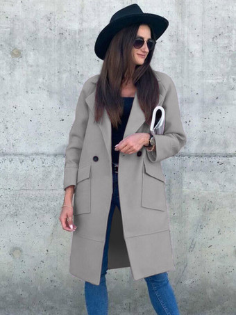 Coat For Woman Light Gray Wrap Spring Outerwear 2023