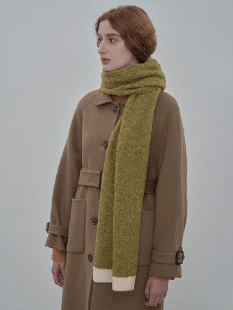 Hunter Green Woman's Scarf Fashion Two-Tone Piping Fiber Winter Warm Long Scarf
