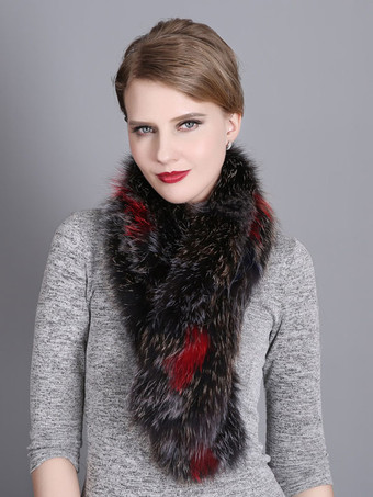 Scarf For Women Piping Fox Fur Winter Warm Scarves