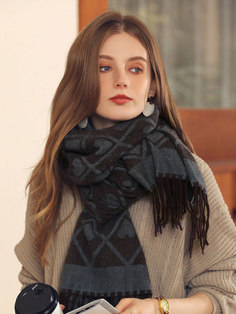 Damenschal Schöne karierte Fransen-Polyesterfaser-Winter-warme lange Schals