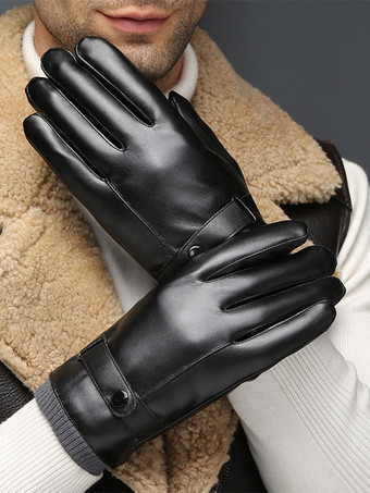 Gloves For Man Pu Leather Winter Warm Waterproof Gloves