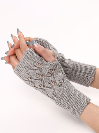 Guanti da donna tagliati guanti invernali caldi senza dita lavorati a maglia