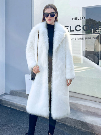 Faux Fur Coats White Winter Outwear For Women 2023