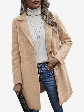 Coat For Woman Apricot Turndown Collar Casual Spring Outerwear