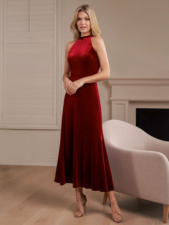 Bridesmaid Dress Velour A-Line Ankle-Length Prom Dress Free Customization